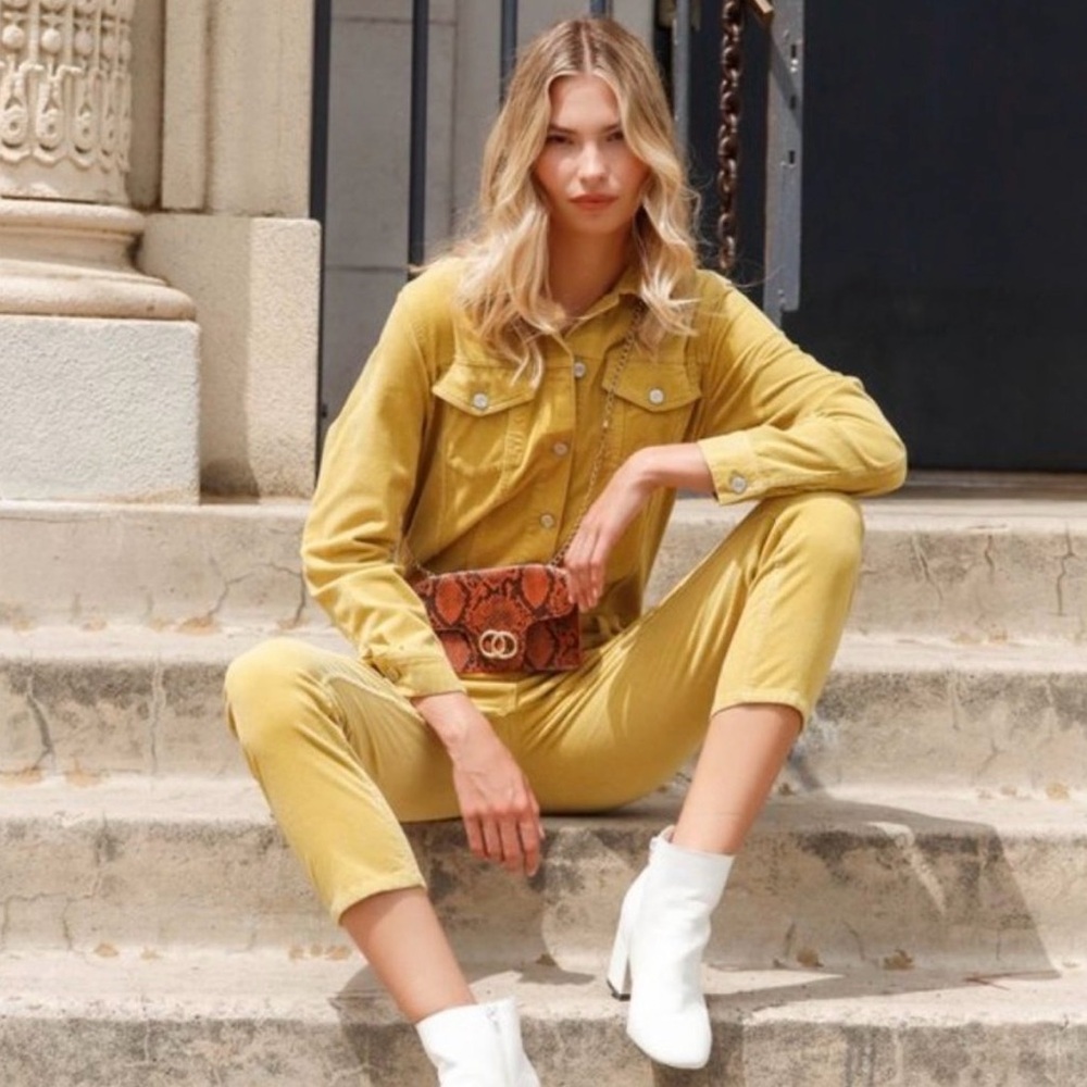 Signature8 Los Angeles Bumblebee Corduroy Yellow Jumpsuit New S Mustard Utility - Picture 2 of 8